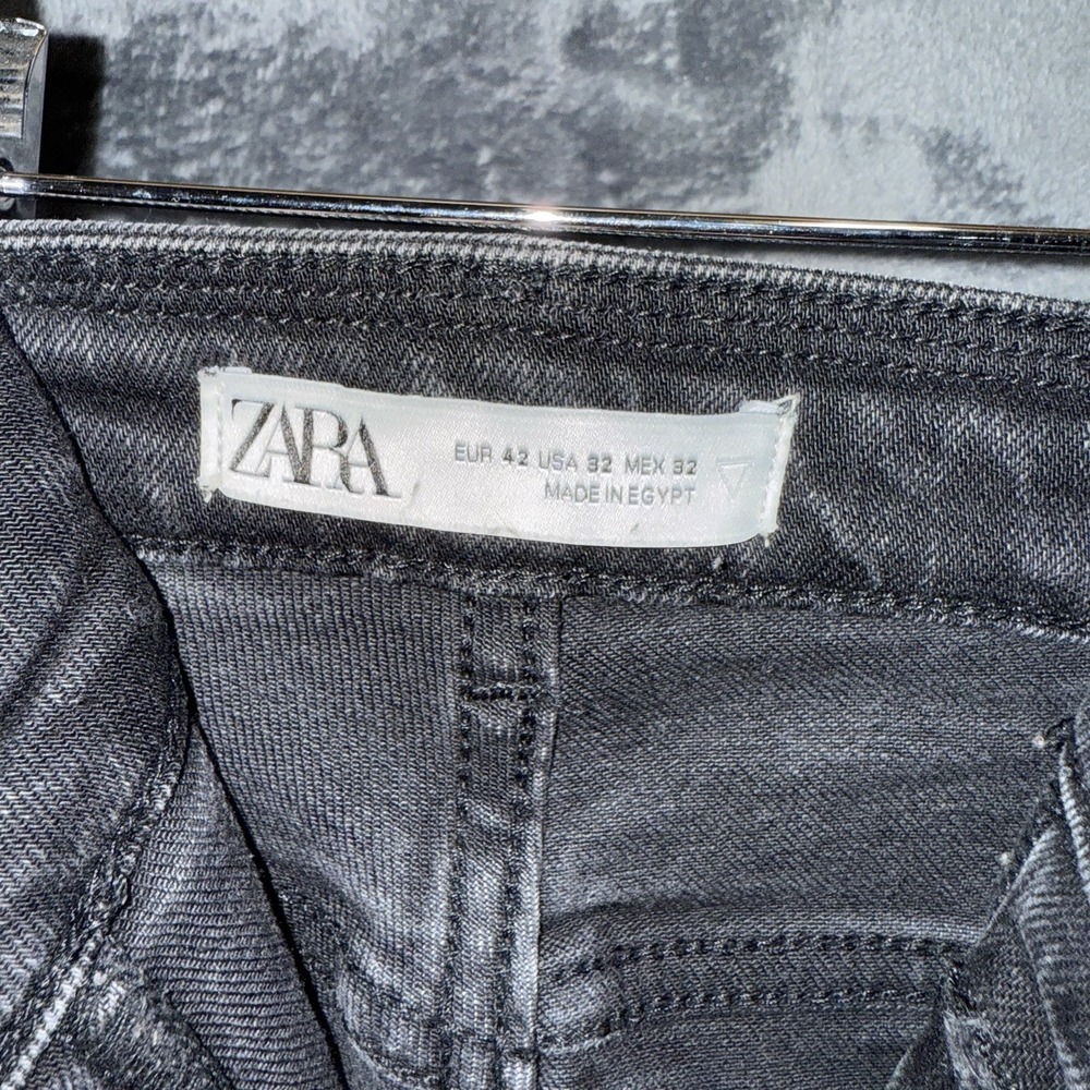Zara Jeans Womens 32 High Rise Skinny Distressed Ripped Knees Black Pants 015 - Picture 4 of 6